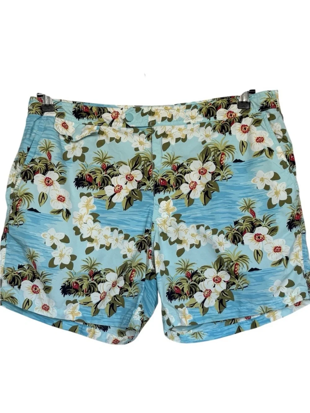 J. Crew Tropical Floral Print Zip Up Swim Trunks Size 36